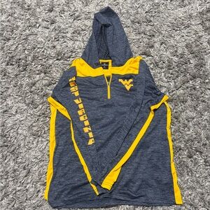 Colosseum WVU Mountaineers Gray and Yellow Zip-Up Hoodie